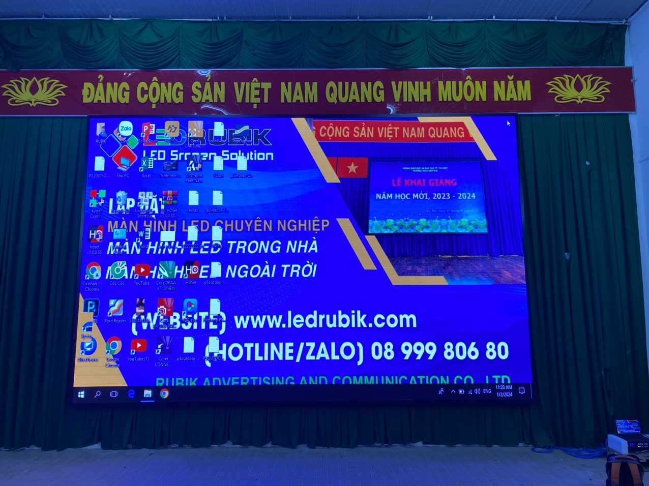 màn hình led p3 hội trường ubnd xã Phước sang huyện Phú giáo, tỉnh bình dương